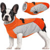 Picture of AOFITEE Dog Coat, Warm Dog Jacket Dog Winter Coats, Reflective Turtleneck Dog Fleece Vest with Harness Built in, Waterproof Windproof Dog Snow Jacket Snowsuit for Small Medium Large Dogs, Orange M