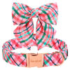 Picture of Unique style paws Dog Collar with Tie Pink & Green Plaid Dog Collar Best Gifts for Small Medium Large Dogs -L