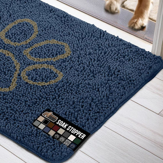 Picture of Gorilla Grip Ultra Absorbent Grippy Doormat for Muddy Dog Paws, 36x24 Machine Washable Soak Stopper Rugs Cleaner Floors, Bed Mat for Dirty Dogs, Indoor Entrance Door Rug Pet Bed Mats Navy