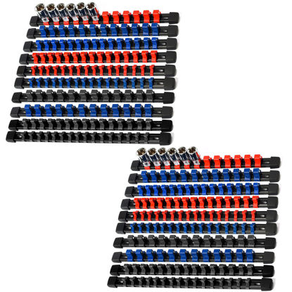 Picture of Reniteco Socket Organizer Drive ABS Tools-Socket Holder, Premium Quality 18 Pieces Socket Holders Kit 1/4-Inch x 96 Clips, 3/8-Inch x 90 Clips, 1/2-Inch x 72 Clips