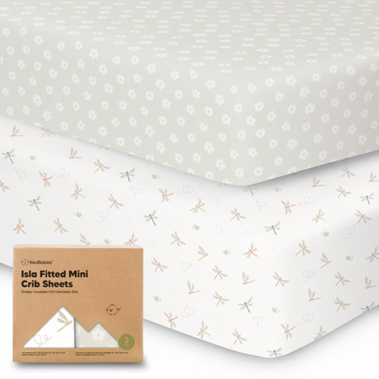 Picture of Pack and Play Sheets Fitted, 2-Pack Mini Crib Sheets - Pack N Play Sheets, Fitted Crib Sheet for Pack and Play Mattress, Playard Baby Crib Sheets, Crib Sheets Neutral for Boys, Girls (Meadow)
