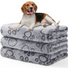 Picture of Luciphia 1 Pack 3 Blankets Fluffy Premium Fleece Pet Blanket Flannel Paw Printed Throw for Dog Cat Grey Paw Medium(30"x20",Pack of 3)