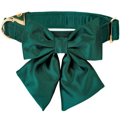 Picture of Lionet Paws Bowtie Dog Collar - Comfortable Silk Dog Collar with Detachable Bow Tie for Medium Dogs, Neck 13.5-22 Inches