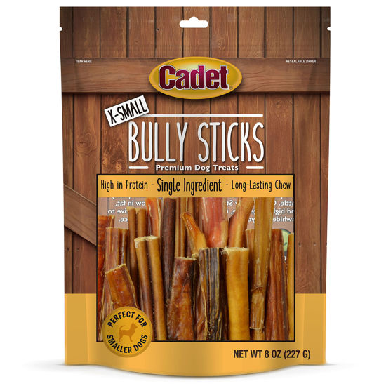 Picture of Cadet Bully Sticks for Extra-Small Dogs, All-Natural Beef Pizzle, Rawhide-Free Long-Lasting Dog Chews for Aggressive Chewers, 8 oz