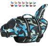 Picture of Dogcheer Dog Life Jacket Shark, Ripstop Dog Life Vest for Swimming Boating with Reflective Stripes & Rescue Handle, High Buoyancy Pet PFD Swim Vest for Small Medium Large Dogs(Camo blue, L)