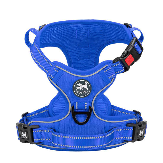 Picture of PoyPet No Pull Dog Harness, No Choke Reflective Dog Vest, Adjustable Pet Harnesses with Easy Control Padded Handle for Small Medium Large Dogs(Royal Blue,XL)