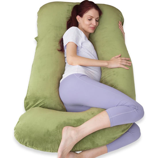 Picture of AMCATON 60 Inch Pregnancy Pillow for Sleeping, Extra Large U Shaped Body Pillow, Maternity Pillow for Pregnant Women (Green)