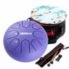 Picture of Ubblove Steel Tongue Drum for Kids: 8 Notes 6 Inches Key of C Metal Steel Drums Instrument with Bag for Meditation, Yoga, musical education, zen tone (Purple)