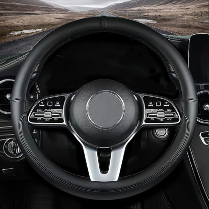 Picture of Custom fit for BMW Car Steering Wheel Cover, Nappa Leather Car Steering Wheel Cover Non-Slip Steering Wheel Cover, Designed for BMW Interior Accessories (Black,for BMW)