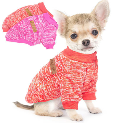 Picture of 2 Pieces Dog Sweaters for Small Dogs Fall Winter Dog Clothes Female Fleece Puppy Sweaters Warm Thick Outfit Pet Small Dog Sweater for Boy Girl Dogs Teacup Yorkie Chihuahua,XXS