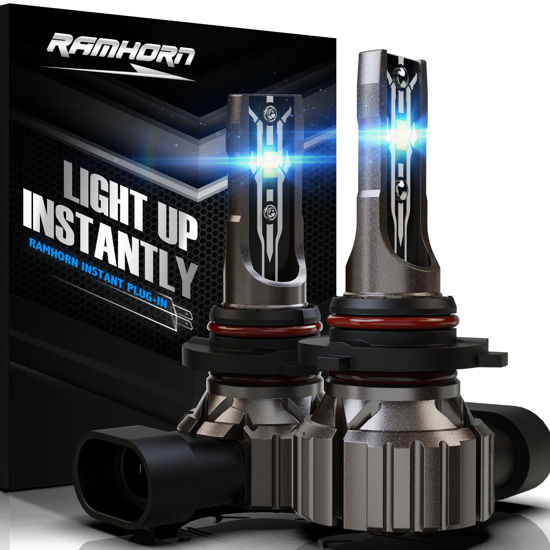 Picture of RAMHORN 9005 Light Bulbs, HB3 Light Bulbs 300% Brightness Upgraded 6500K Xenon White Instant Plug-in Fanless Fog Light, Pack of 2