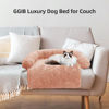 Picture of GGIB Calming Dog Bed Fluffy Plush Dog Mat for Furniture Protector with Removable Washable Cover for Large Medium Small Dogs and Cats (XS (31"x23.5"x5"), Pink)