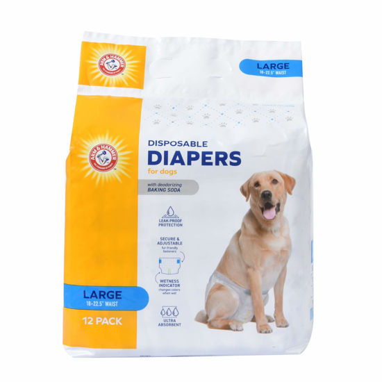 Picture of Arm & Hammer for Pets Female Dog Diapers, Size Large, 12 Count | Ultra-Absorbent, Adjustable Girl Dog Diapers with Leak-Proof Protection and Wetness Indicator