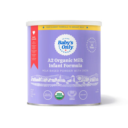 Picture of Baby's Only A2 Organic Milk Infant Formula, A2 Milk Based Powder, Organic Baby Formula with A2 Beta-Casein Protein, Iron, Vitamin E, Vitamin D, Easy to Digest, Newborn to 12 Months Old, 21 oz, 1 Pack