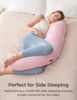 Picture of Momcozy Body Pillow for Pregnancy, J Shaped Pregnancy Pillows for Side Sleeping, Soft Maternity Pillow with Jersey Cotton Cover for Head Neck Belly Support, Pink