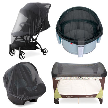 Picture of Baby Mosquito Net for Stroller, Reusable Bug Net for Stroller, Bassinets, Cradles, Playards, Pack N Plays and Portable Mini Crib, Portable & Durable Baby Insect Netting, Black