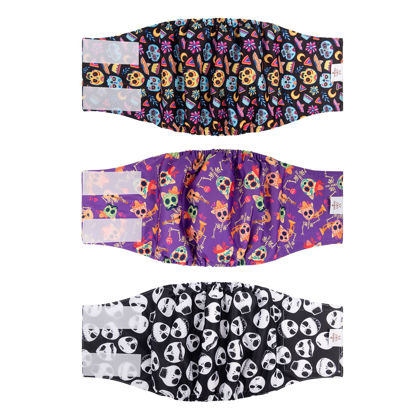Picture of CuteBone Halloween Male Dog Diapers Belly Bands 3 Pack for Male Dogs Wraps Washable Doggie Pants DM23M