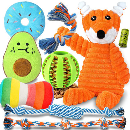 Picture of Zeaxuie 9 Pack Luxury Puppy Toys for Teething Small Dogs, Puppy Chew Toys with Cute Squeaky Dog Toys, Ball and More Rope Dog Chew Toys