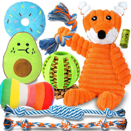 Picture of Zeaxuie 9 Pack Luxury Puppy Toys for Teething Small Dogs, Puppy Chew Toys with Cute Squeaky Dog Toys, Ball and More Rope Dog Chew Toys