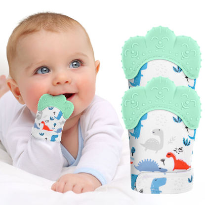 Picture of 2Pack Silicone Teething Mitt, Soothing Infant Teething Mitten Pain Relief, Prevent Scratches Glove, Safe Silicone Teething Toys for 0-12 Months