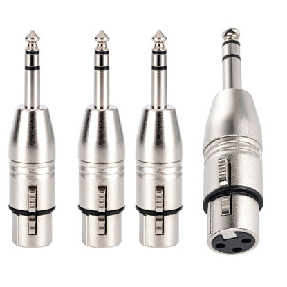 Picture of LanSenSu 4-Pack XLR Female to 1/4" TRS Adapter, Balanced Female XLR to Quarter Inch 6.35mm Male Adapters