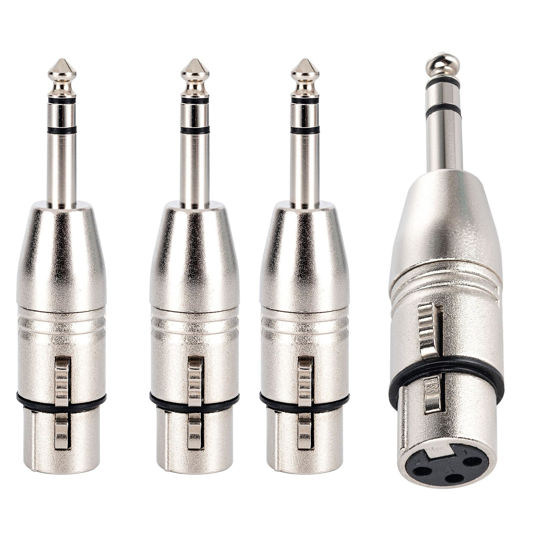 Picture of LanSenSu 4-Pack XLR Female to 1/4" TRS Adapter, Balanced Female XLR to Quarter Inch 6.35mm Male Adapters