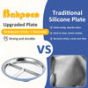 Picture of Bakpoco Stainless Steel Toddler Plate with Suction, 9” Divided Plates with Removable Silicone Sleeves for Kids, Non Toxic & BPA Free | Non Slip | Unbreakable Baby Snack Dishes Set of 2, Blue & Gray