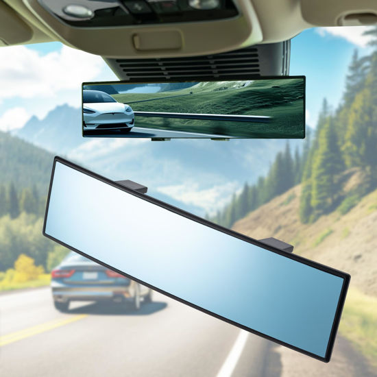 Picture of BOOMIBOO Rear View Mirror, Interior Clip-on Wide Angle Rear View Mirror, Universal 11.81 Inch Panoramic Convex Rearview Mirror, Rear View Mirror Accessory, for Cars,SUVs,Trucks, Various Kinds Vehicles