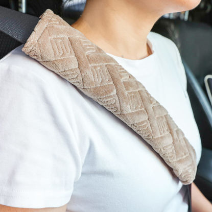 Picture of JUSTTOP 2-Pack Universal Car Seat Belt Pads Cover for A More Comfortable Driving, Seat Belt Shoulder Strap Covers Harness Pad for Car Interior Accessories(Khaki)