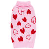 Picture of cyeollo Small Dog Valentines Sweater Heart Pattern Dog Clothes with Leash Hole Pullover Turtleneck Holiday Pet Apparel Pink
