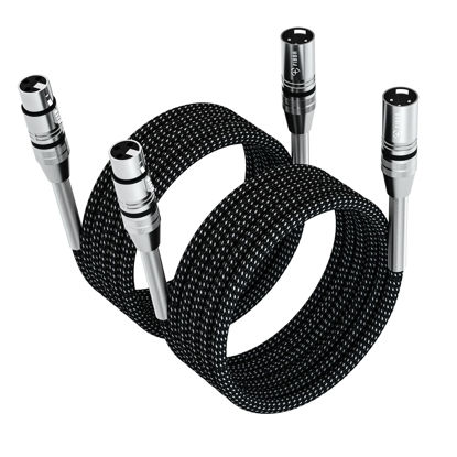 Picture of FIBBR XLR Cable 15ft-2 Pack, Microphone Cable Nylon Braided XLR Male to Female Heavy Duty Balanced Microphone Cord Compatible with Preamps/Speaker Systems and More