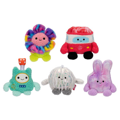 Picture of BumBumz 4.5-inch GroovyBumz Plush 5-Pack - Disco Ball Demi, Groovy Flower Faye, Van Vance, Guitar Giovanni, and Peace Sign Fingers Petra Collectible Stuffed Toys