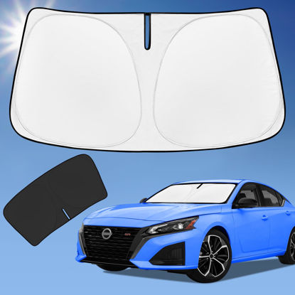Picture of Sun Shade Sunshade for Nissan Altima Windshield Cover, 4-Layer Front Window Shade Custom fit Altima 2019-2024 Sun Visor 240T Retractable Shade Blocks UV Rays Cooler Car Accessories