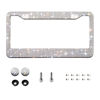 Picture of Bling License Plate Frame for Women,Sparkle Crystal Bedazzled Rhinestone License Plate Frames with 1400pcs Rhinestones, Handcrafted Crystal Premium Stainless Steel Frame with Screw Caps (White)