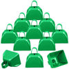 Picture of Therwen 12 Pack Metal Cow Bells Noise Makers with Handle 3 Inch Hand Percussion Cowbells Bulk Loud Call Bell for Sporting Events Cheering Football Games Team Spirit Weddings Party Noisemakers (Green)
