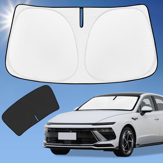 Picture of Sun Shade Sunshade for Hyundai Sonata Windshield Cover, 4-Layer Front Window Shade Custom fit 2020-2024 Sonata Sun Visor 240T Retractable Shade Blocks UV Rays Cooler Car Accessories