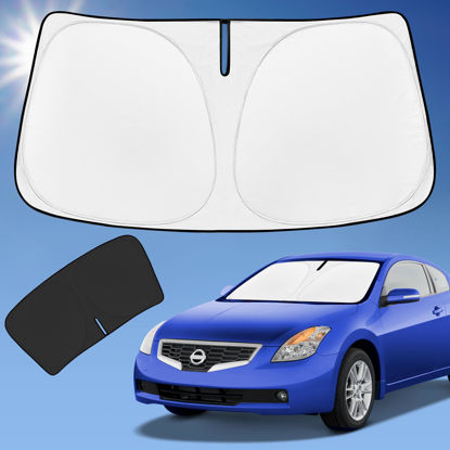 Picture of Sun Shade Sunshade for Nissan Altima Windshield Cover, 4-Layer Front Window Shade Custom fit Altima 2008-2012 Sun Visor 240T Retractable Shade Shield Blocks UV Rays Cooler Car Accessories