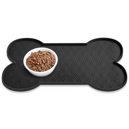 Picture of PWTAA Dog Food Mat Anti-Slip Silicone Dog Bowl Mat Thicker Pet Placemat Waterproof Cat Feeder Pad with Raised Edge Puppy Kitten Feeding Mats Suitable Small Medium-Sized Dogs Cats Eating Tray