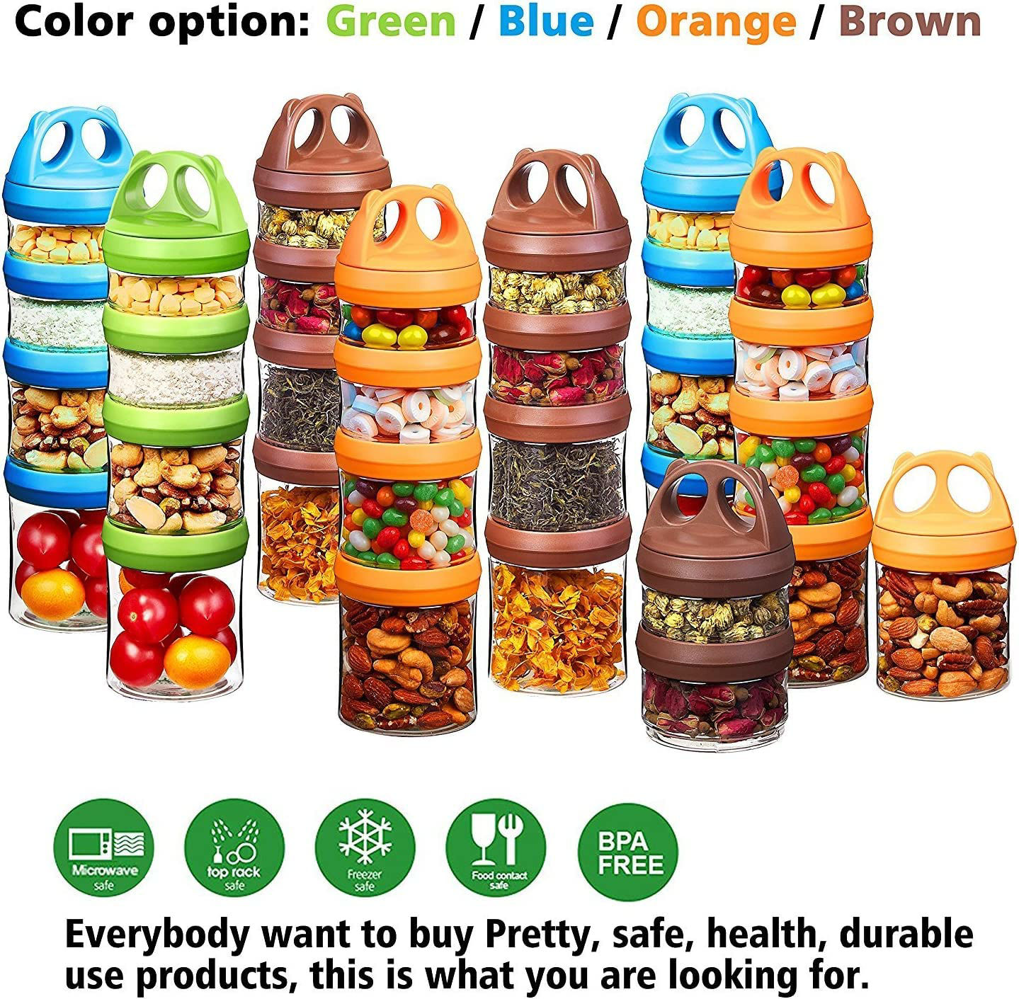 GetUSCart- SELEWARE Portable Stackable Food Storage Containers for ...