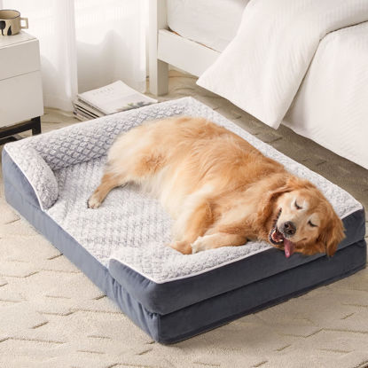 Picture of LEXTRO Orthopedic Dog Beds for Large Dogs,Sofa Dog Bed for Extra Large Dogs, Egg Crate Foam Large Dog Bed with Removable Washable Pillow Cover,Waterproof Dog Couch Bed with Anti-Slip Bottom,PET Bed