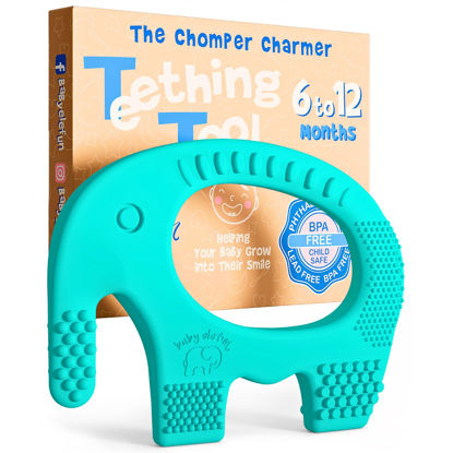 Picture of Teethers for Babies 6-12 Months - Baby Elefun 5x Pain Relief Toddler Teether. No More Ouch for Mom Anti Bite Trainer. Nurtures Grasping, Passing, Hand Eye Coordination. Silicone Baby Teething Toy Ring