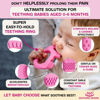 Picture of Cute Baby Gifts for Girls and Baby Shower Gifts - Baby Elefun Teething Toys for Babies Age 0 to 6 Months - 5X Pain Relief Smart Teether, Zero Developmental Delay Pink Silicone Teething Toy for Infants