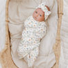 Picture of Konssy Baby Girl Newborn Receiving Blanket with Matching Headband and Beanie Set Baby Swaddle Nursery Swaddle Wrap