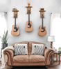 Picture of Keebofly Guitar Wall Mount,3 Pack Guitar Wall Hangers Guitar Stand Wall with Pick Holder Guitar Rack for Acoustic or Electric Guitars,Ukulele,Bass,Mandolin,Rustic Wood Brown,[Patented]