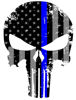 Picture of K9King Punisher Skull 5.5 x 4 Inch Tattered Subdued Us Flag Reflective Decal with Thin Blue Line for Cars, Trucks, Laptops and More Thin Blue Line Sticker Police US Flag Enforcement Blue Lives Matter