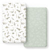 Picture of GRSSDER Stretch Ultra Soft Jersey Knit Fitted Crib Sheets Set 2 Pack，Fit All Standard Crib Mattress Pads Safe and Snug, Crib Fitted Sheet for Baby, Dinosaur
