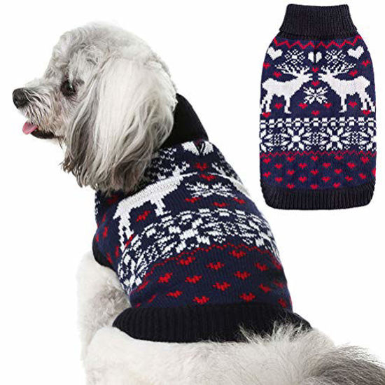 Picture of SCENEREAL Knitwear Dog Sweaters Winter Clothes - Christmas Dog Sweater Xmas Clothes Warm Coats Classic Pattern