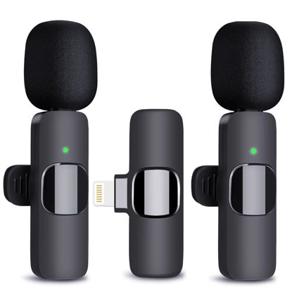 Picture of Partyear Wireless Microphone for iPhone, Dual Professional Wireless Lavalier Microphone for iPhone iPad, Plug-Play Wireless Mic for Recording,Live Stream,YouTube,Facebook,TikTok,Vlog