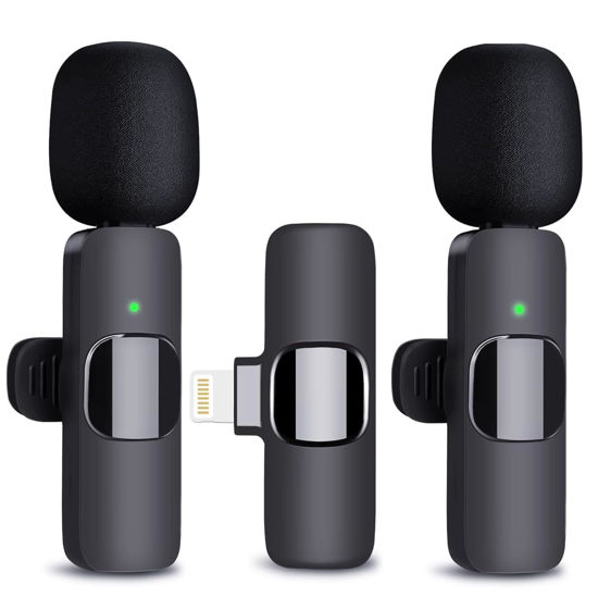 Picture of Partyear Wireless Microphone for iPhone, Dual Professional Wireless Lavalier Microphone for iPhone iPad, Plug-Play Wireless Mic for Recording,Live Stream,YouTube,Facebook,TikTok,Vlog