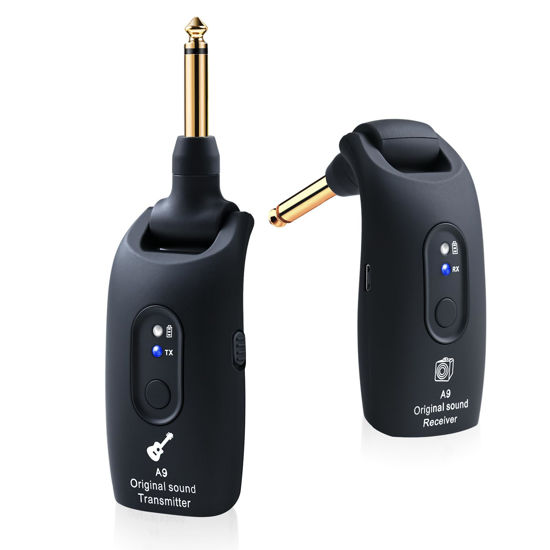 Picture of INGPARTNER 2.4GHz Wireless Guitar System Rechargeable Audio Wireless Transmitter Receiver for Guitar Bass Electric Instruments,Over 30m/100 Feet Transmission,270°Rotatable,4hours Woring Time（A9 Black）